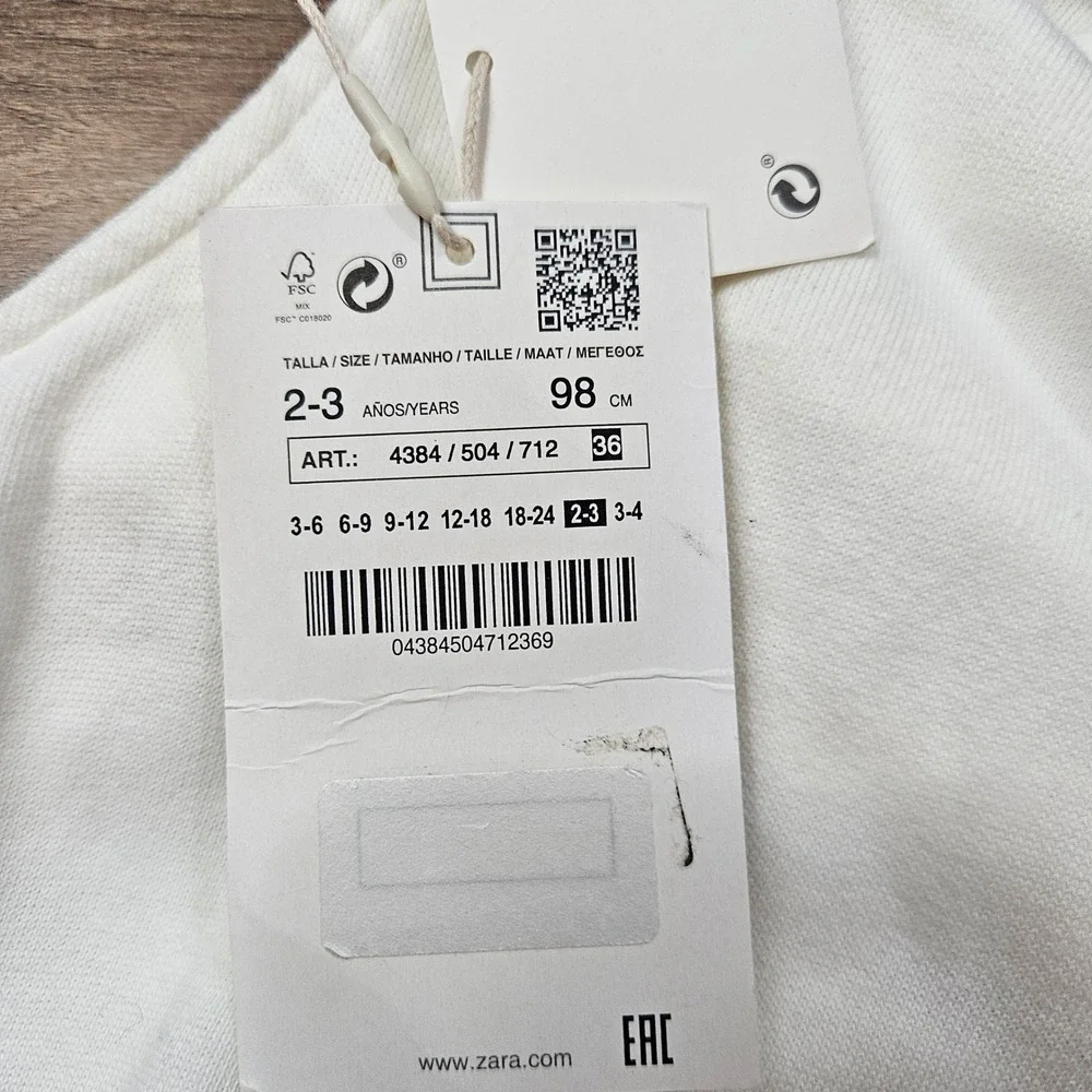 New Zara Baby Knit‎ Overalls Cream White Cotton Jumpsuit 2-3 Years